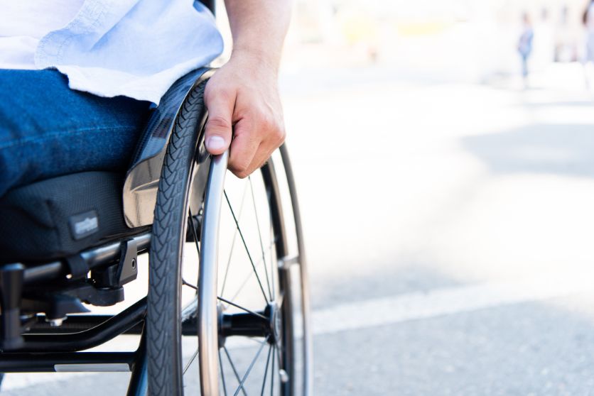 the image shows a person in a wheelchair, representing an article about filing a social security disability claim.